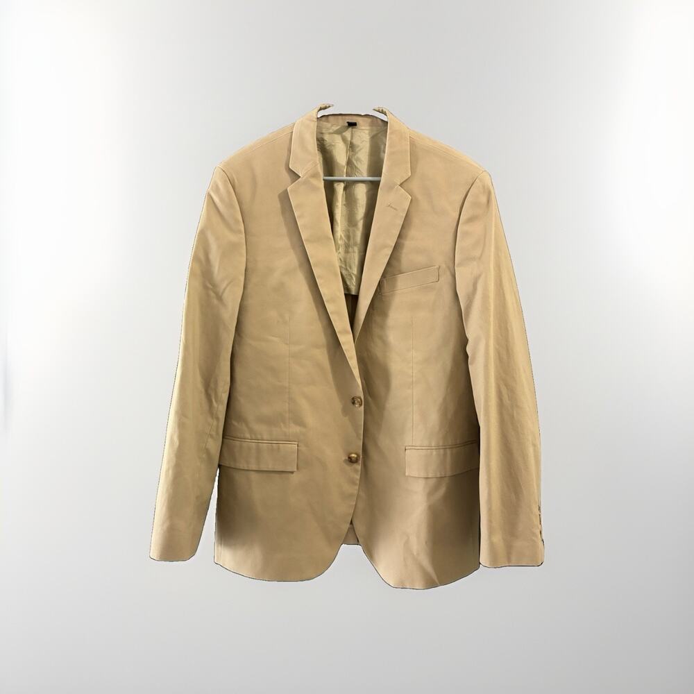 J Crew Thompson Blazer Tan Two-Button Cotton Jacket Sport Coat Sz 42R Men's